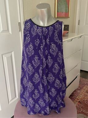 Anthropologie Maeve Purple & White Floral Pattern Mini Dress